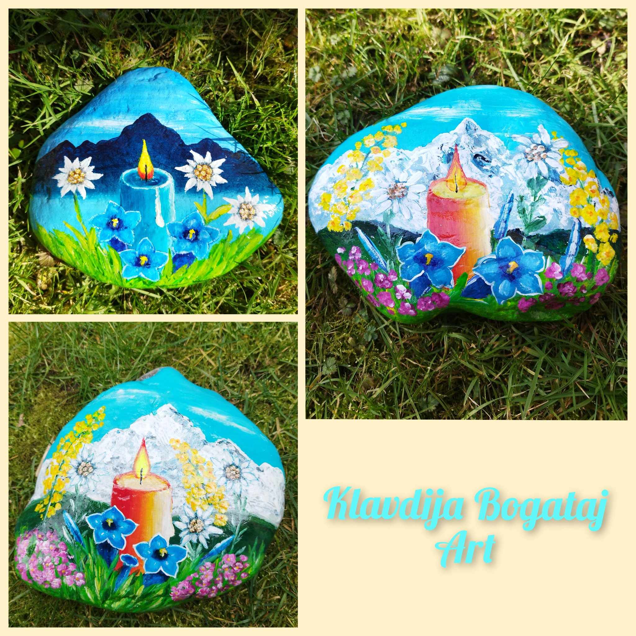 Poslikani kamni za grobove z gorami